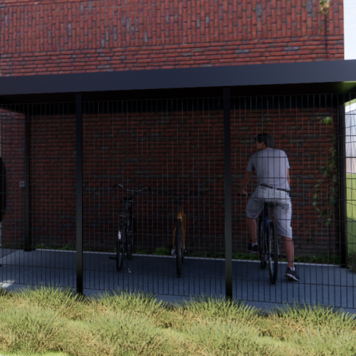 Fietsoverkapping Manheim - Modern en Maatwerk 68 Fietsoverkapping met staalmatten